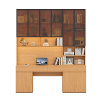 Xiehean customized oak solid wood desk glass bookshelf integrated bookcase childrens study small apartment study table