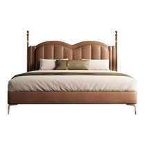 Liangliju high-end French retro light luxury Napa solid wood and leather master bedroom large bed wedding tall feet atmospheric designer style