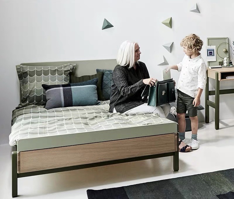 FLEXA VELESSA CHILDREN'S ROOM RED DOT AWARD SINGLE BED IMPORTED SOLID WOOD MULTIFUNCTION WITH SOFT BAG BACK CUSHION CHILDREN'S BED