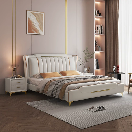 Свадебная кровать Zali Family Technology Company Modern Simple 1,8 двойная главная спальня Свадебная кровать 1.5 Светловая легкая роскошная кровать сплошная древесная кровать