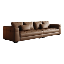 Fu Menghua Italian minimalist Blazer leather sofa living room small apartment retro style leather art straight sofa combination