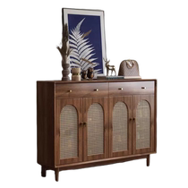 Absen rattan shoe cabinet solid wood frame home entrance entrance cabinet simple retro storage cabinet new door shoe cabinet