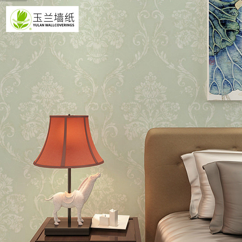 玉蘭壁紙客廳臥室不織布壁紙環保歐式大馬士革壁紙輕奢風