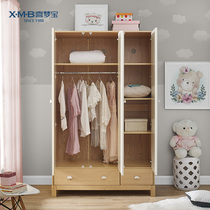 Ximengbao childrens wardrobe two-door wardrobe Nordic simple pine three-door wardrobe bedroom large wardrobe furniture