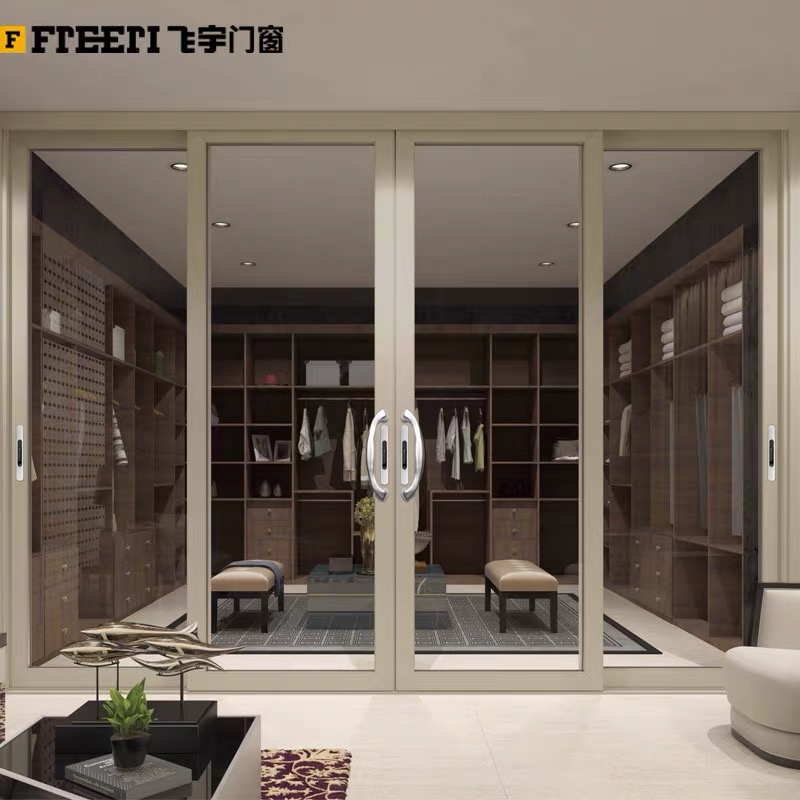 Flying Woo Doors And Windows Frontal View Sliding Door Aluminum Alloy Double Track Push-pull Three Rail Push-pull Three Rail Belt Yarn Sliding Door Pendant Transfer Door