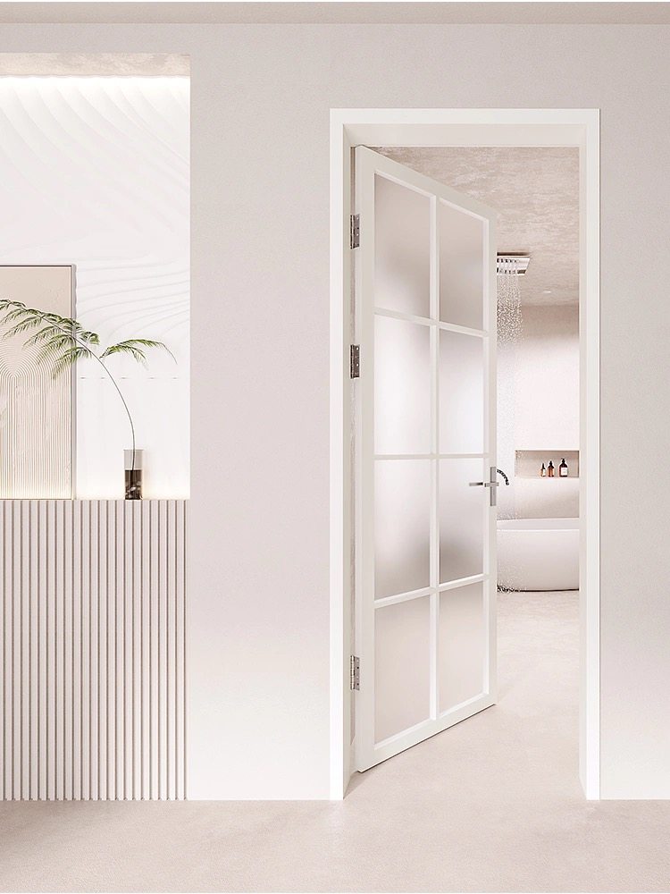 Ouboni Bathroom Door with Long Rainbow Glass, Stylish Kitchen Door, Toilet Door, Titanium Magnesium Flat Door, Aluminum Alloy Door, Nomi