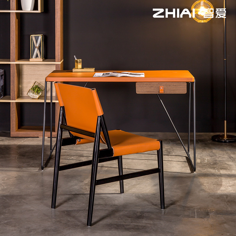 Wit Loving Home Innate Light Luxury Minimalist Book Room Desk Real Leather Face Modern Minima Genuine Leather Desk Home Computer Desk