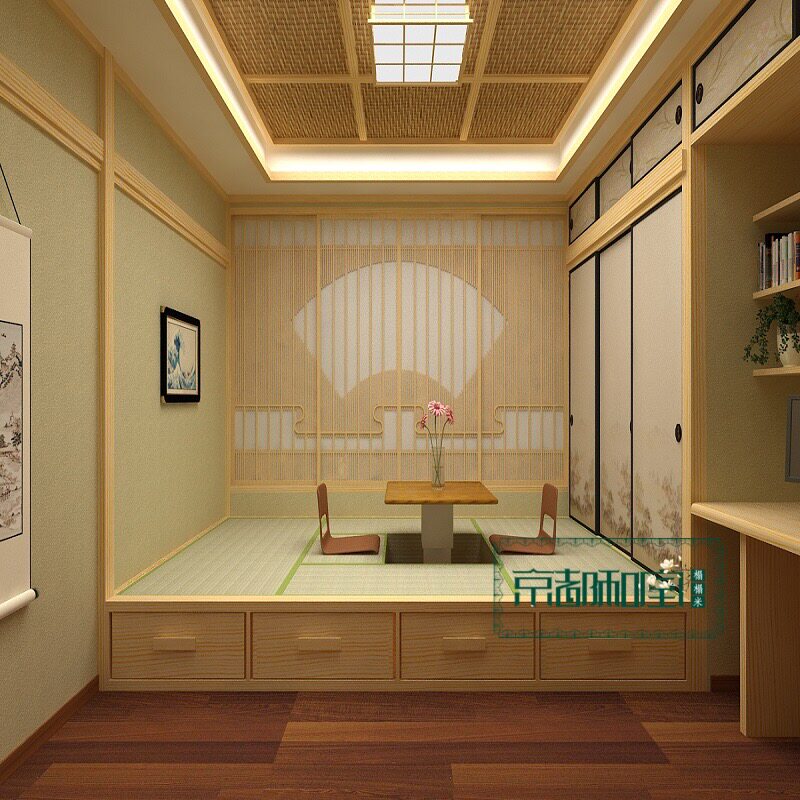 Kyoto Japanese-style room Japanese-Style Chinese-style solid wood wood color checkered ceiling lamp Study tea Room lamp Stylish and beautiful