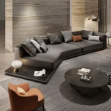 凯妙 Итальянский минималистичный кожаный диван, скандинавский размер гостиной, первый слой, угловой диван Horizon из воловьей кожи