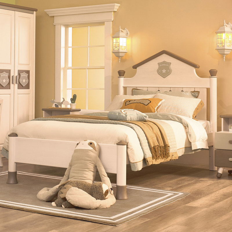 Blue Blue Tribe Pure Solid Wood Water-based Paint Annic Castle Brief Solid Wood Environmental Protection Children Single Bed TX3264011