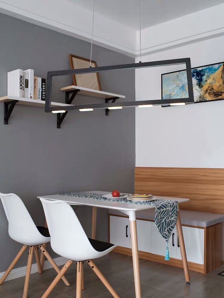 Hongguang Nordic restaurant chandelier very simple modern rectangular living room lamp light luxury bar table lamp engineering lamp