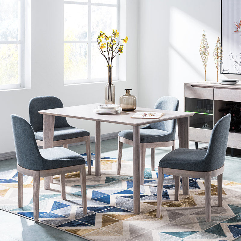 Light Home innate Nordic modern minimalist full solid wood table chairs red oak dining hall furniture combined extremely light silver