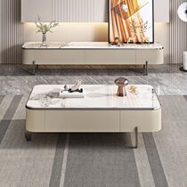 Kaimiao Italian minimalist slate coffee table TV cabinet combination small apartment light luxury tea table modern simple oval tea table