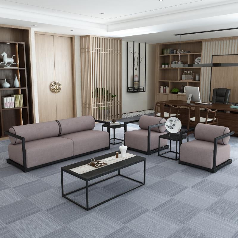 New Chinese style office sofa meeting room leisure negotiation cloth can be dismantled and washed can be ordered leather three-seat sofa