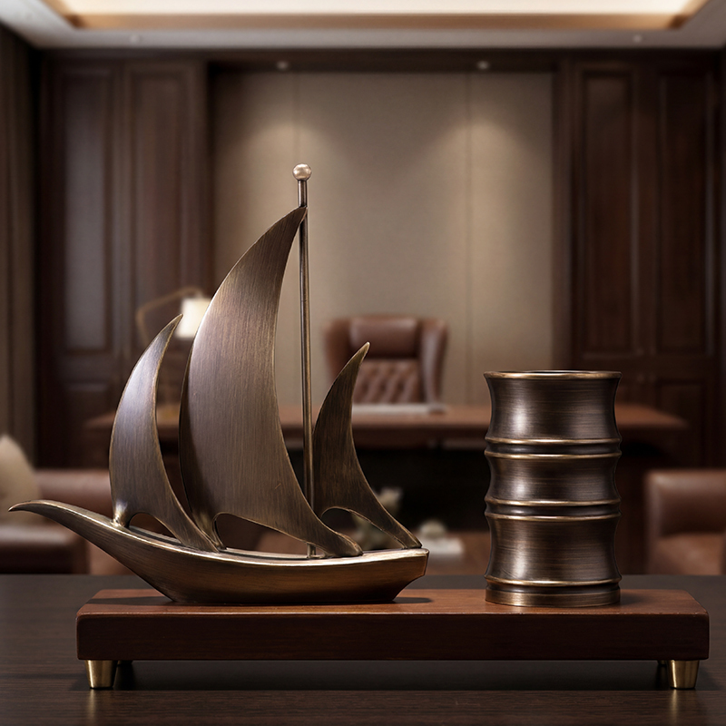Smooth Sailing Sailboat Pen Holder Office Decoration Desktop High-End Gift for Leaders and Bosses High-End Men's Ornament Smooth Sailing Sailboat Pen Holder Office Decoration Desktop High-End Gift for Leaders and Bosses High-End Men's Ornament