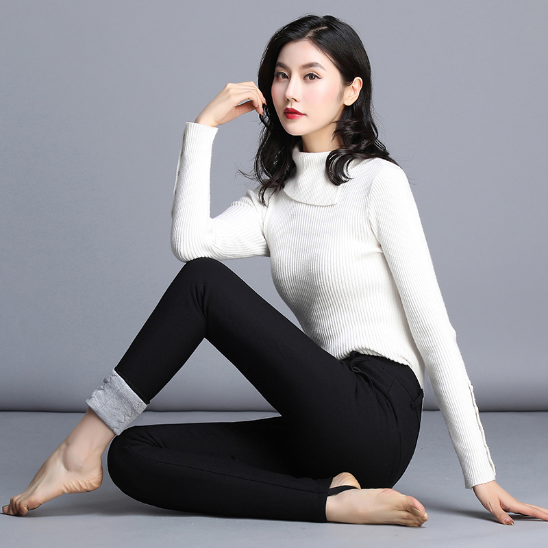 加厚加绒蚕丝裤棉裤女冬2019新款羽绒裤显瘦弹力打底裤保暖裤子