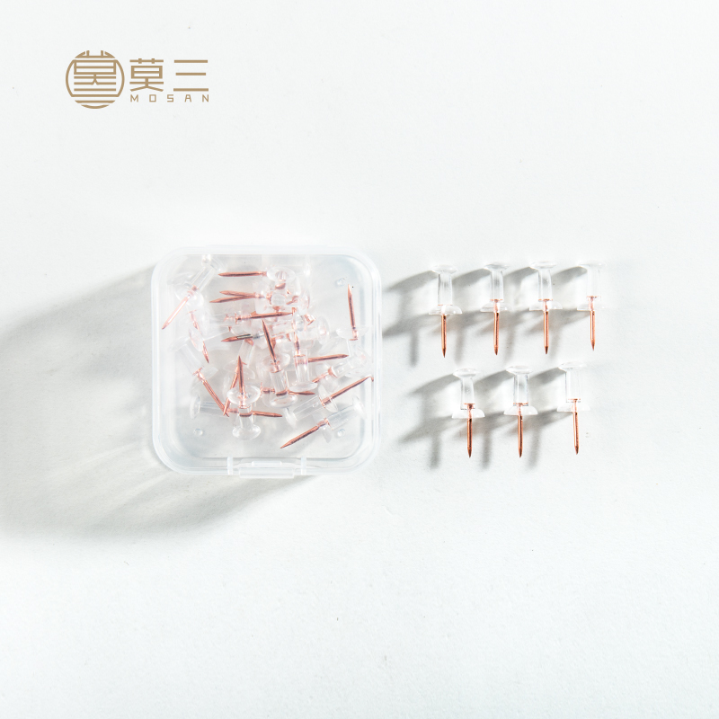 Mosan stationery rose gold thumbtack press nail corkboard diy I-shaped nail photo wall creative press nail transparent color wall nail decorative tack boxed free punching hand nail cute painted nail