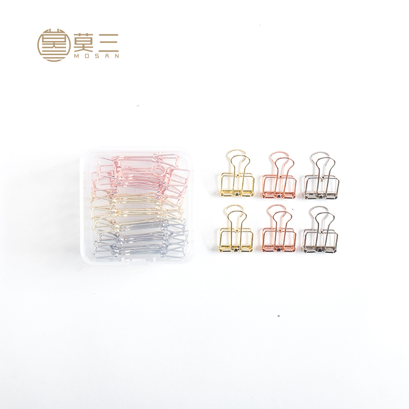 Mosan stationery Metal hollow tail clamp cute small fresh gold gold iron clip creative hand folder office file folder folder small tucktail clip