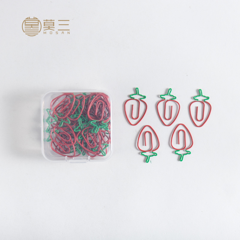 Mo San Stationery Strawberry Back Needle Alien Color Metal Creative Little Qing Needle Multi-function Han Edition Lovely Bookmark Roll Geometric Molding Roll Roll Needle 24 Box Packaging