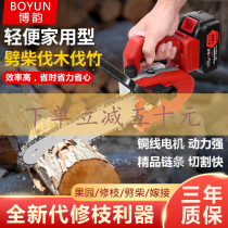 Boyun rechargeable electric chain saw One-handed chainsaw Household small logging lithium electric fruit tree saw Hand-held pruning saw wood and bamboo