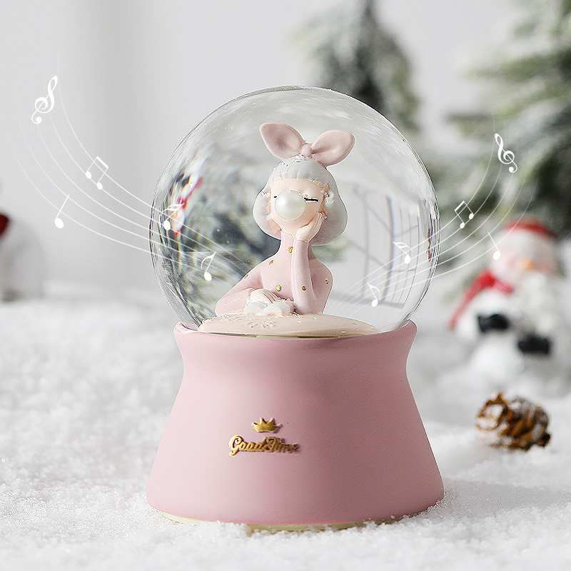 Crystal Ball Music Box Snowflake Snow Snow Lower Snow Girls Little Princess Children Christmas Birthday Presents Eight-soundbox-Taobao