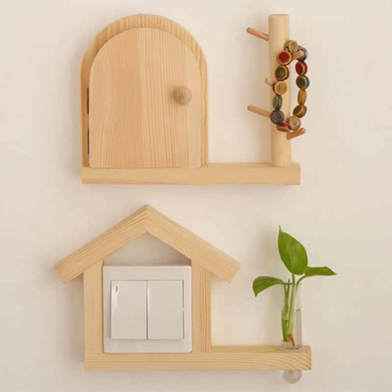 Solid Wood Switch Patch Decoration Wall Sticker Home Socket Panel Shelter Nordic Hanging Decoration Frame Free Of Stick Protective Sleeve Creativity
