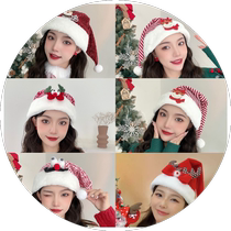 Christmas decorative hat headdress for women plush red bow adult Christmas hat cos dress up photo props