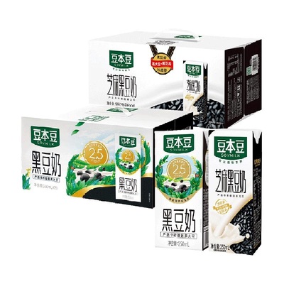 【超级桶】豆本豆黑豆豆奶+芝麻黑豆奶250ml*20盒*2植物蛋白饮料