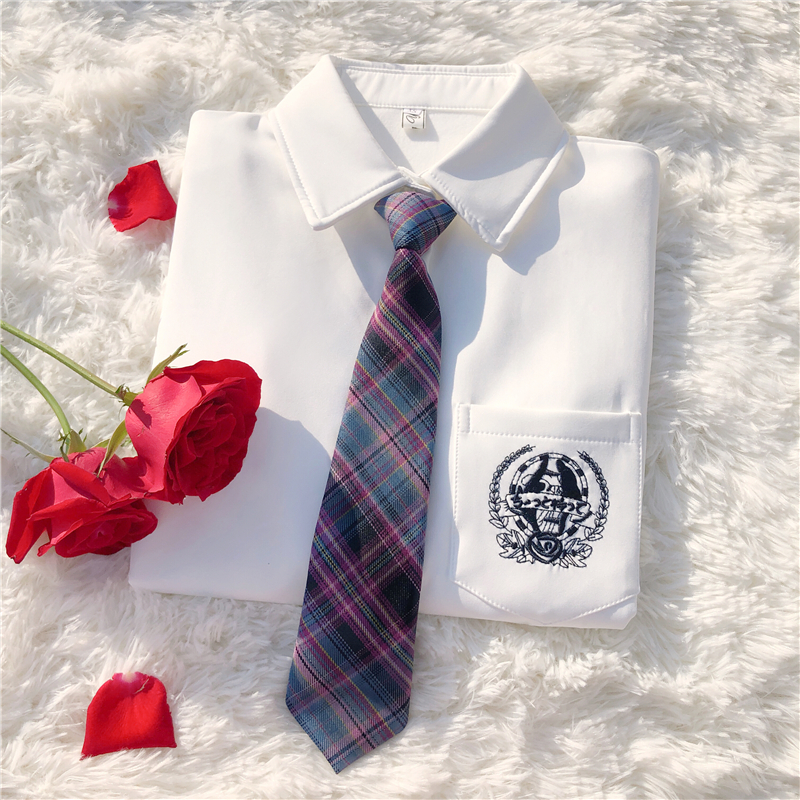 2021 New College Wind JK Uniform Woman Shirt Long Sleeve and Loose White Student Shirt Short Sleeve