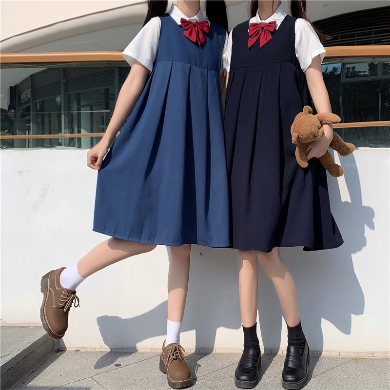 Card Milk Skirt JK Uniform College Wind Vest Skirt National students Original genuine students Nurse's Milk Dress Sleeveless Women