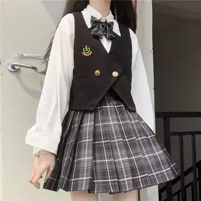 Japanese college style high school students with Western-style JK uniform skirt suit vest top Girls and girls students school supply sense