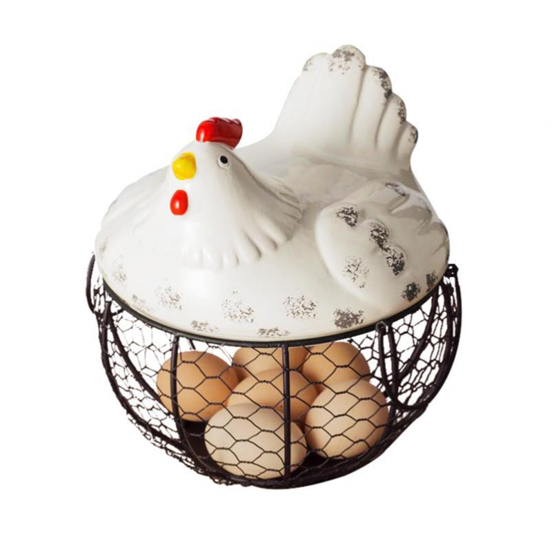 The Vegetables good - & rural wind creative ceramic glaze, wrought iron furnishing articles, hollow out to receive a box to put an egg baskets of portable iron