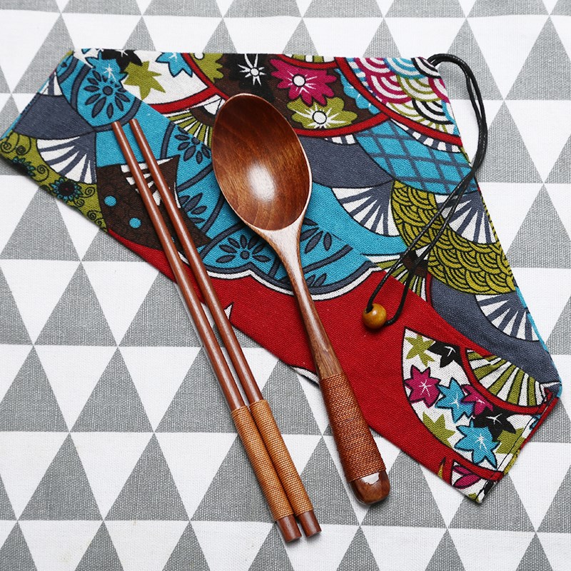 Japanese chopsticks sets wood home students travel portable wooden household spoons wooden tableware