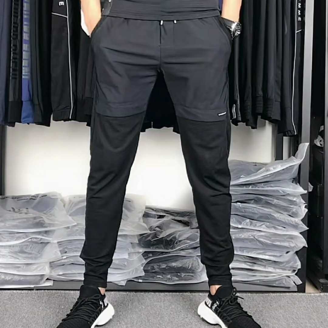9920 Summer Men's Outdoor Ice Silk Speed Dry Splicing Casual Pants Fashion 100 Hitch Elastic Body Ventilation Sports Pants