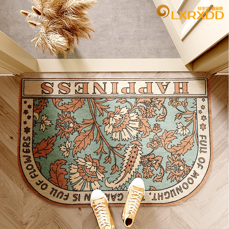 American-style entry door mats home retro flower semi-circular door mats into the door anti-slip into the door mats - Taobao