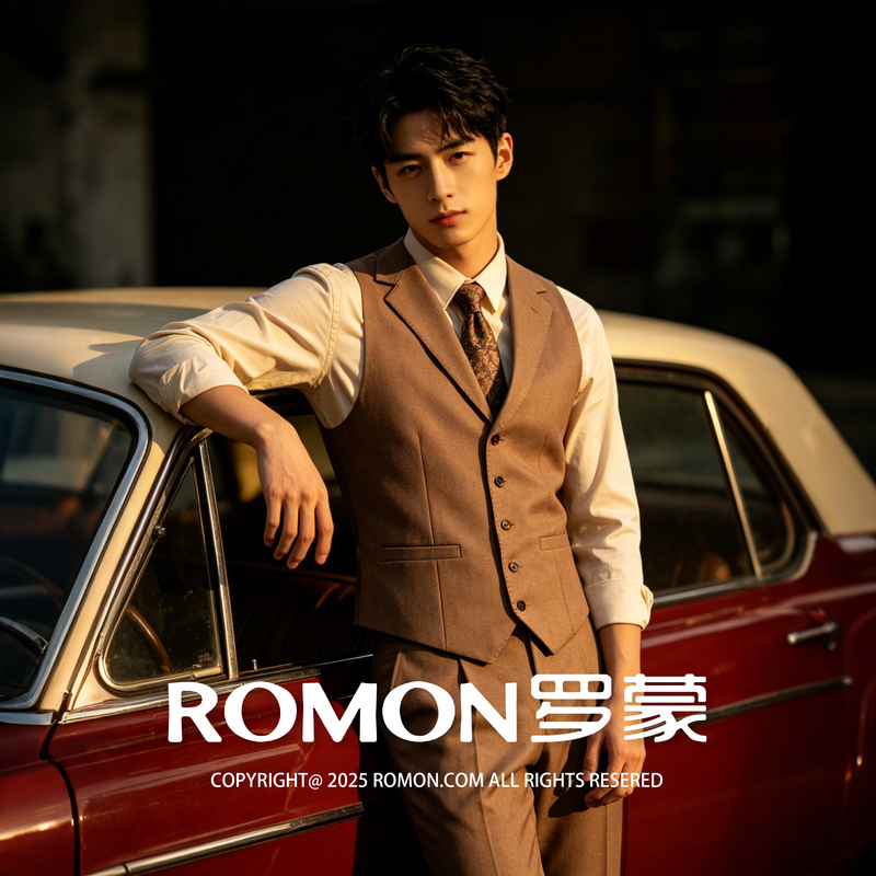 Romon Spring and Summer Men's Business Suit Vest Set Slim Fit Groom Wedding Best Man Commuting Formal Vest Romon Spring and Summer Men's Business Suit Vest Set Slim Fit Groom Wedding Best Man Commuting Formal Vest