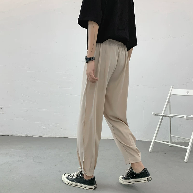 Summer thin silk trend trousers, loose fit