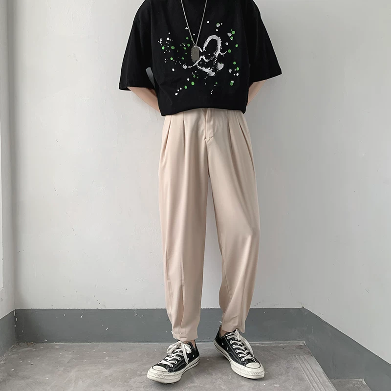 Summer thin silk trend trousers, loose fit