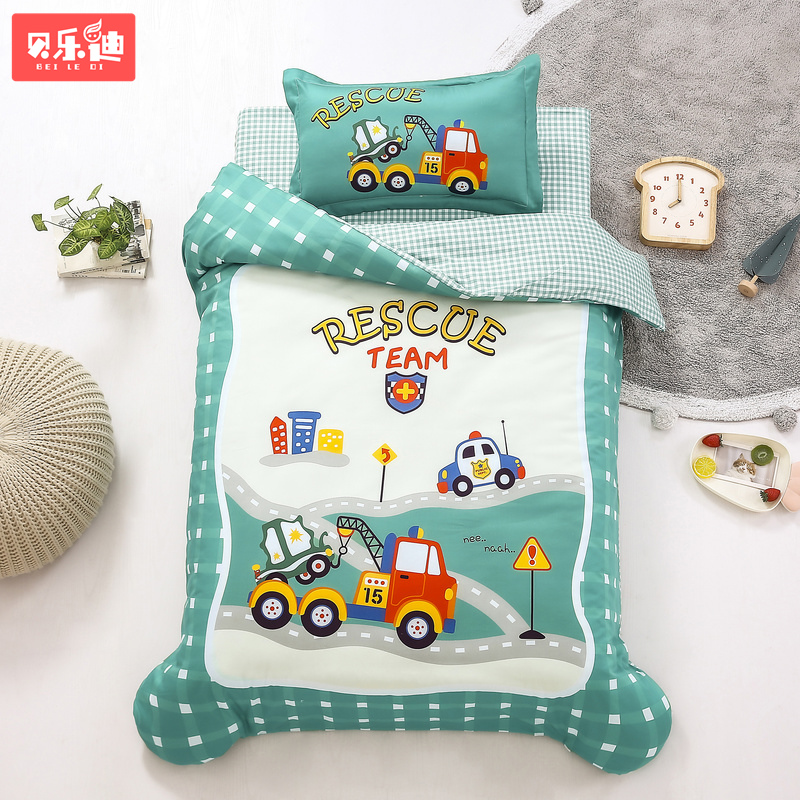 Kindergarten entrance bedding set of six-piece core-containing baby children nap bedding set of three-piece cotton lunch quilt