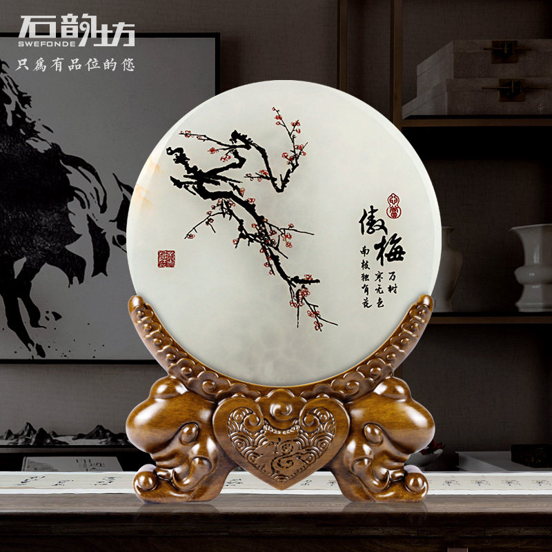 Natural jade art ornaments Tea house tea room dining room decoration new Chinese minimalist study Bogu shelf home accessories