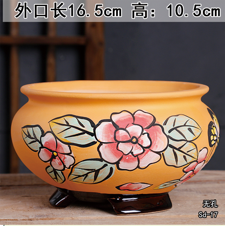 Refers to ceramic flower POTS, large diameter bowl LianHe flowerpot hand - made home hydroponic water to raise extra large money plant pot