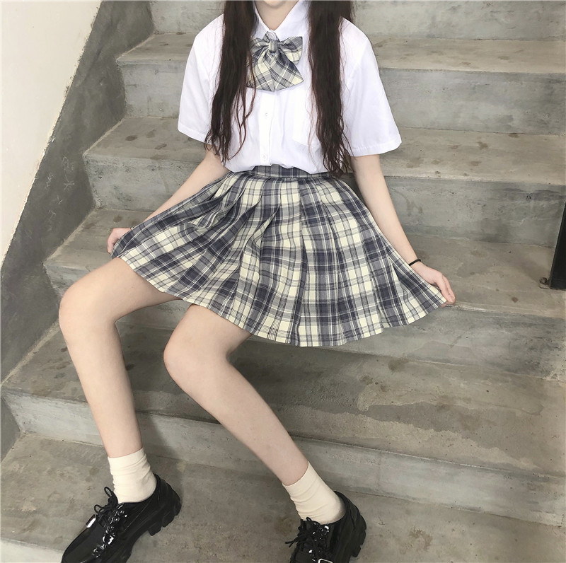 jk uniform skirt genuine suit Full set of gentle knife brand female students college style uniform museum spring and summer grid skirt