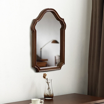 Style de face Retro miroir Tabletop Comb Dresser Solid Wood Frame Bedroom Cosmetic Mirror Medieval Genguan Wall-mounted Wall Decoration Mirror