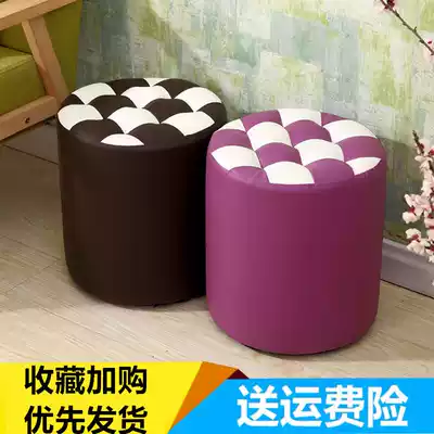 Home cylindrical round chair high stool stool stool fashion women shop creative small leather stool durable seat stool nail home pu