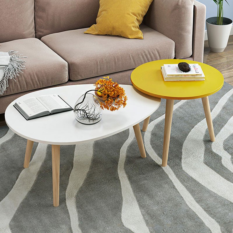 Nordic tea table simple living room small family economical small round table tea table low table ins sofa side