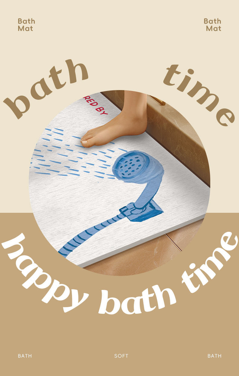 Ins Style Diatom Mud Floor Mat Bathroom Toilet Door Absorbent Quick-Drying Non-Slip Entrance Door Mat Stain-Resistant Entrance Mat