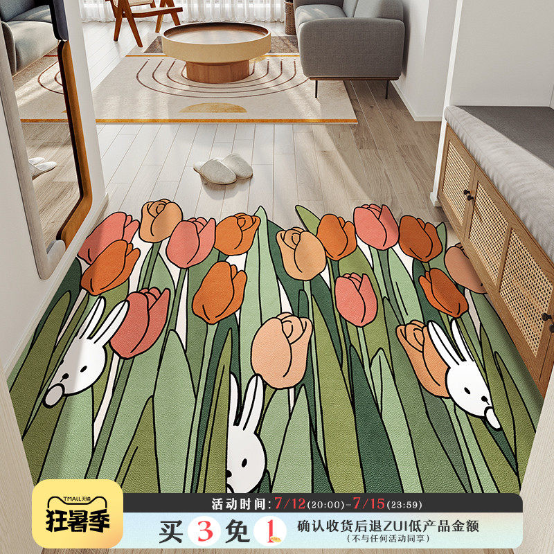 (Kitchen Ground Mat) Home Kitchen Ground Mat Anti-Oil Waterproof Ground Mat Non-slip Resistant to Doors Ground Mat CUT CUSHION