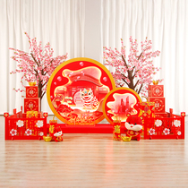 2022 2022 New Years New Years shopping mall sales offices Supermarket Banking Hall New Year Decoration Scene Arrangement Tiger Year Pendulum