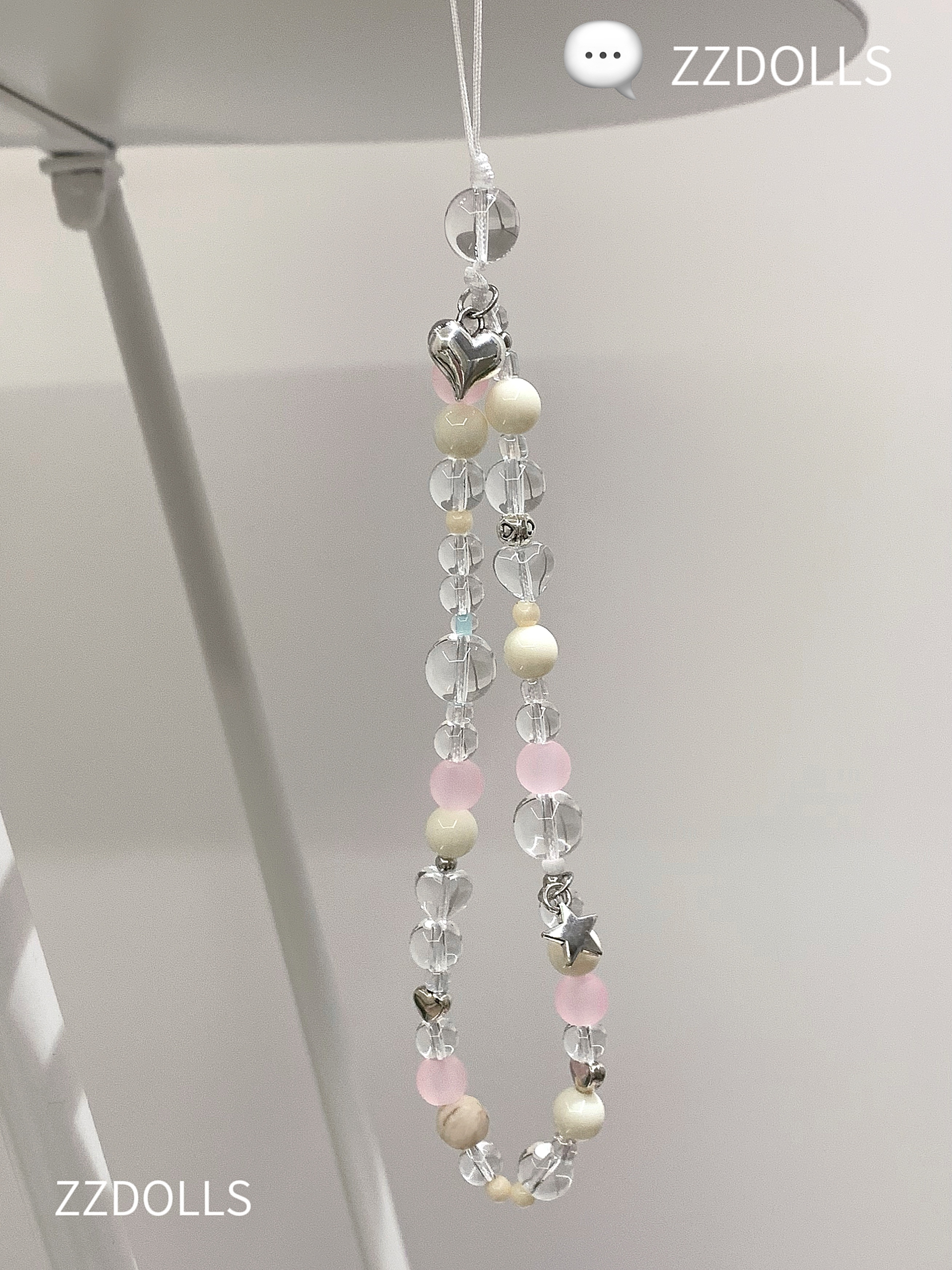 Original love star pendant mobile phone chain powder white cute solid color star transparent summer ccd chain