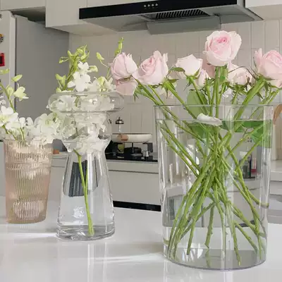 Wake flower bucket transparent large French household deep water cylinder high acrylic vase plastic flower shop